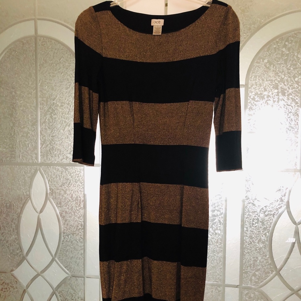 Black and gold cocktail dress by Cache